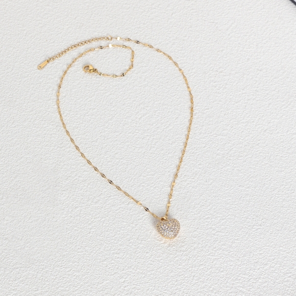 Sliver & Gold heart diamond necklace - Picture 4 of 5